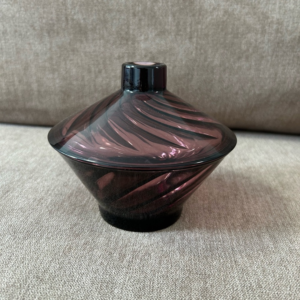 Purple Swirled Glass Lidded Trinket Jar/ candy dish